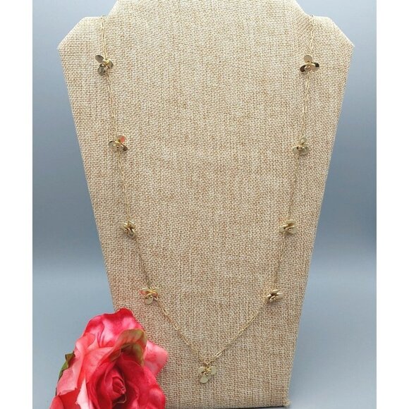 Jade & Jasper Long Chain Station Necklace 3D Flowers Textured Chain 38" Long - Picture 4 of 11